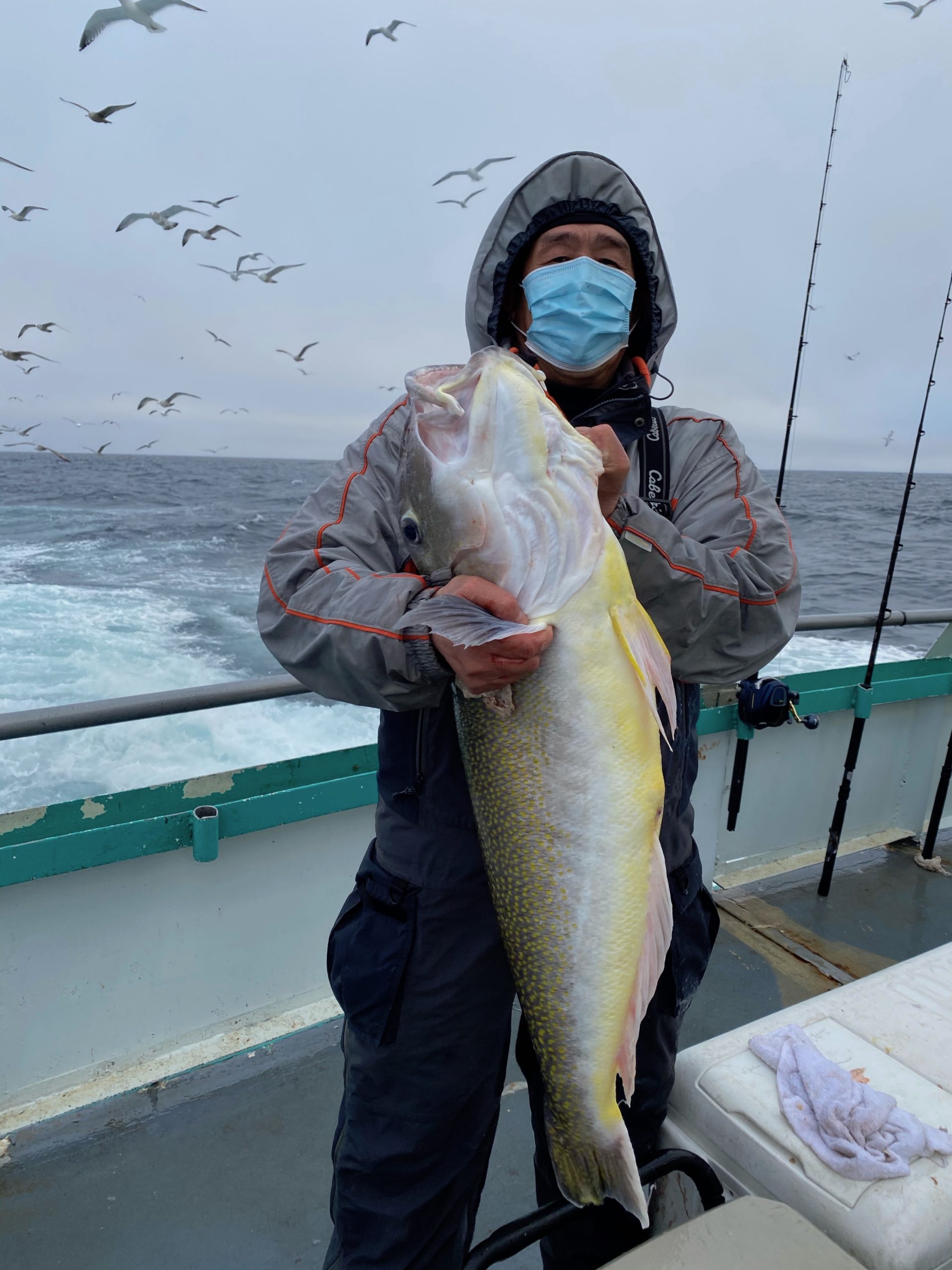 a person holding a fish