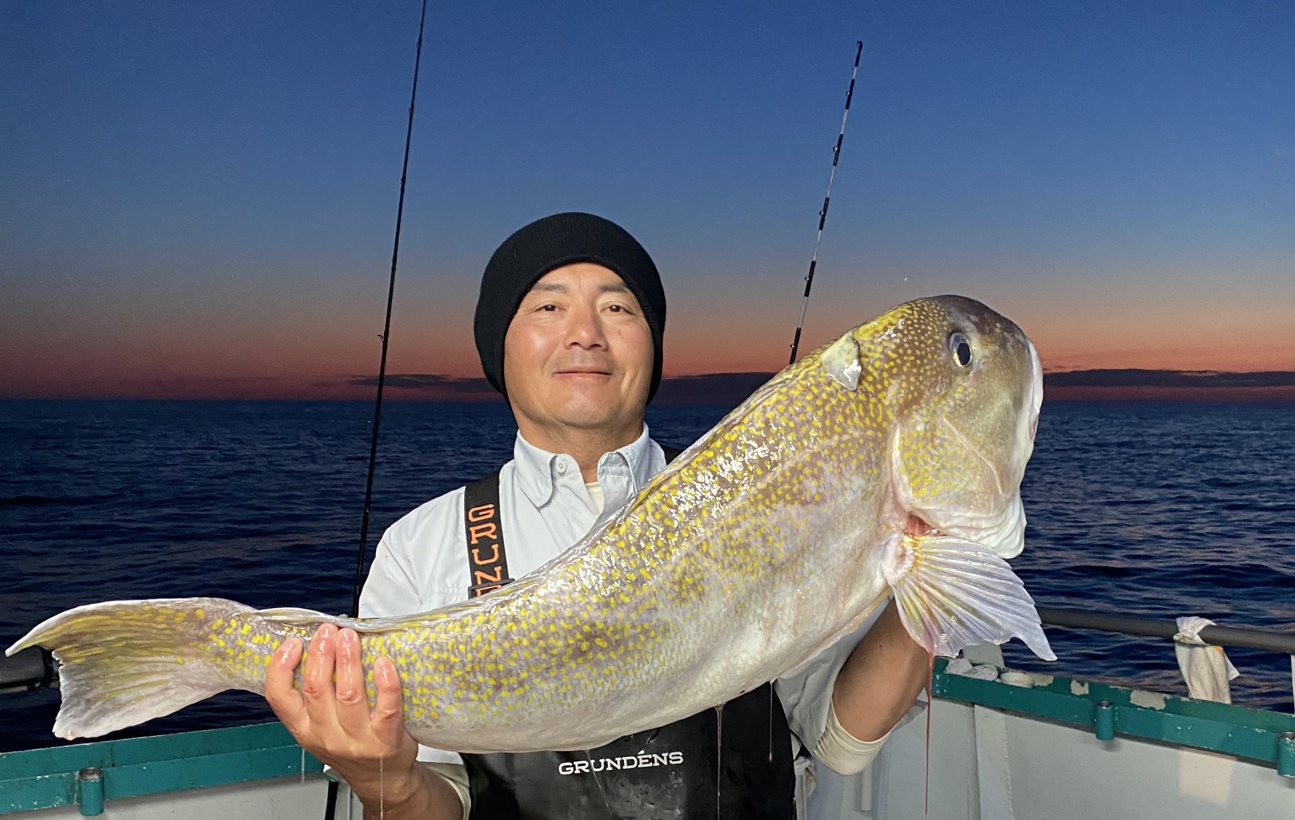 a person holding a fish in the water