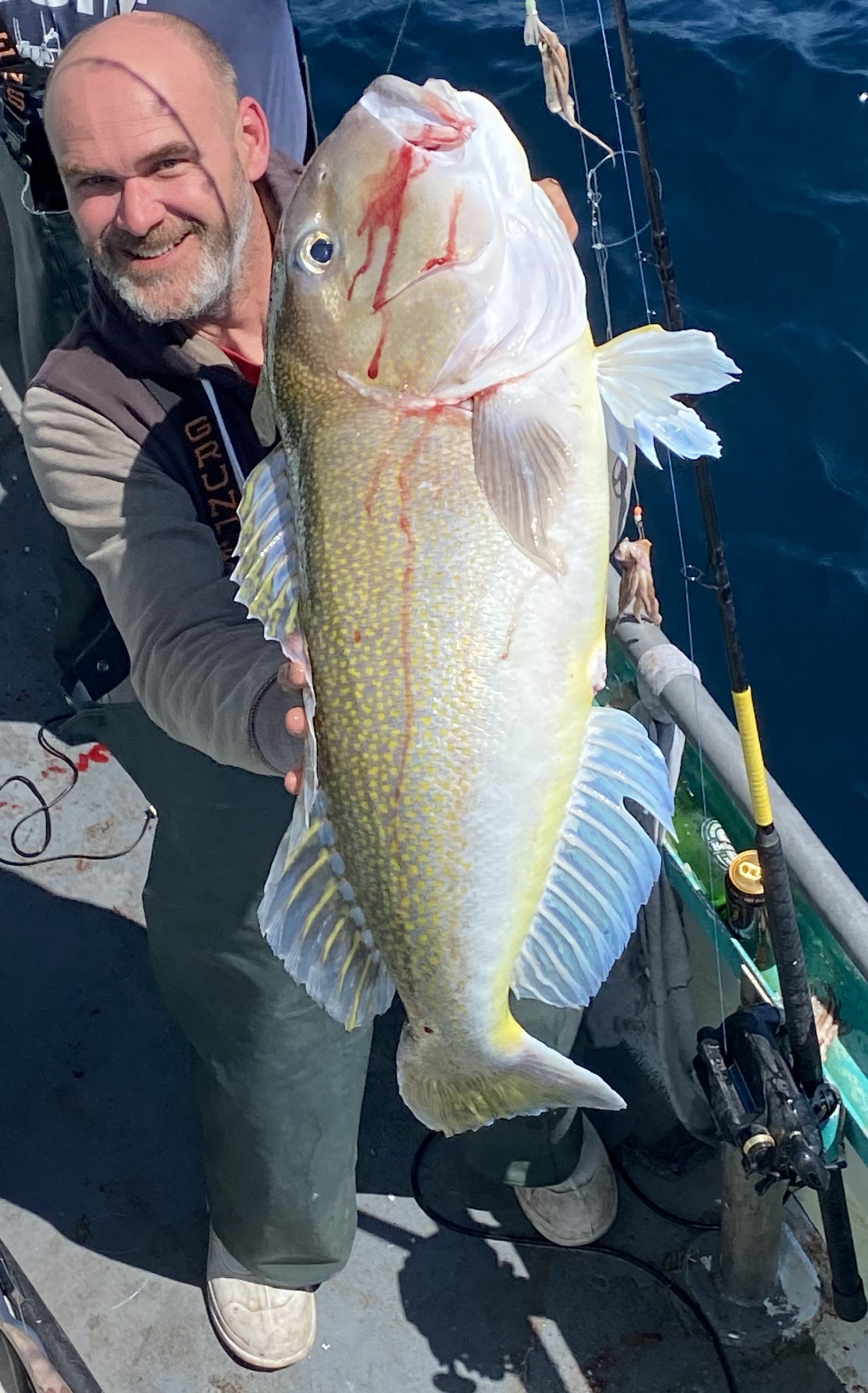 a person holding a fish