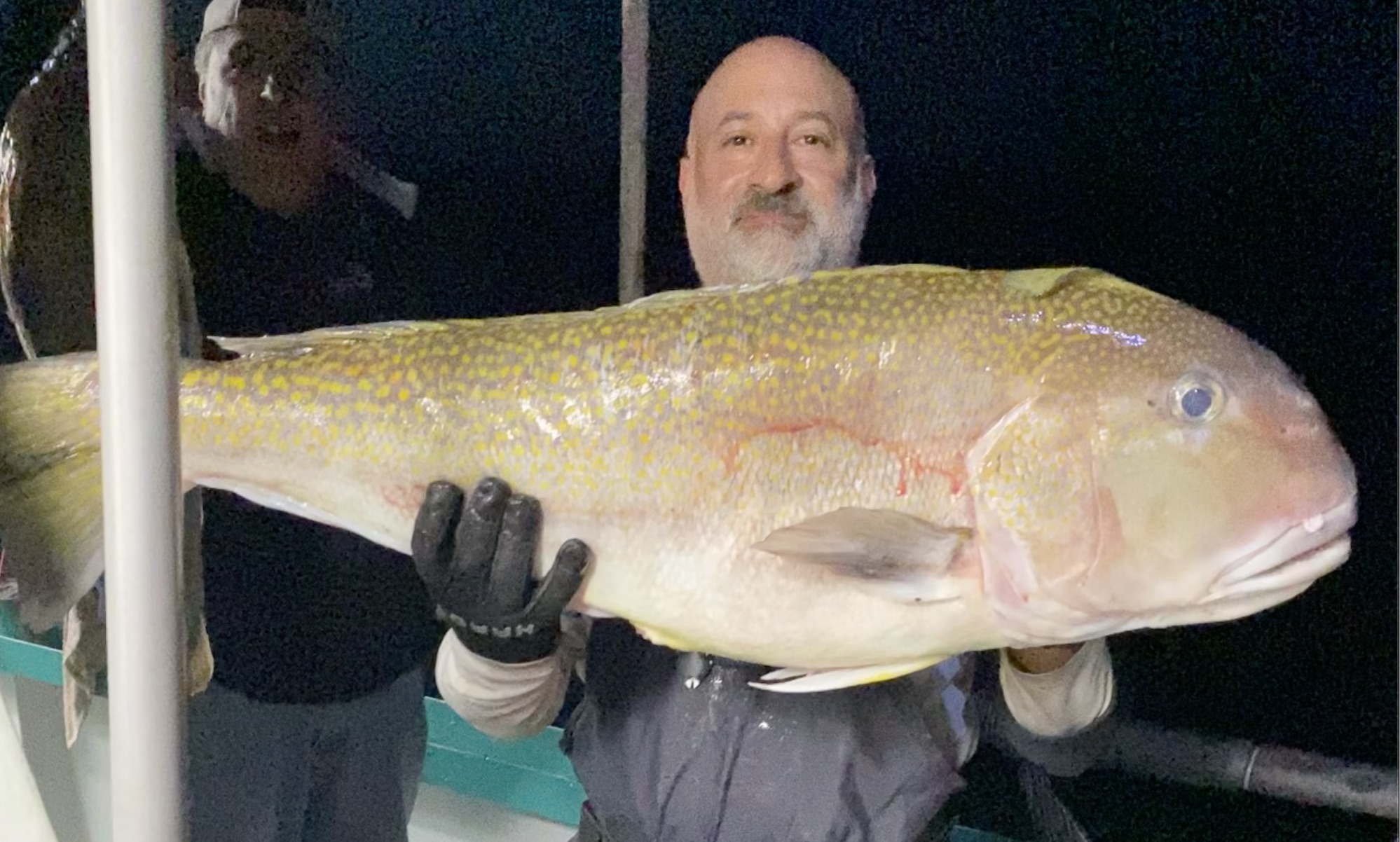 a person holding a fish