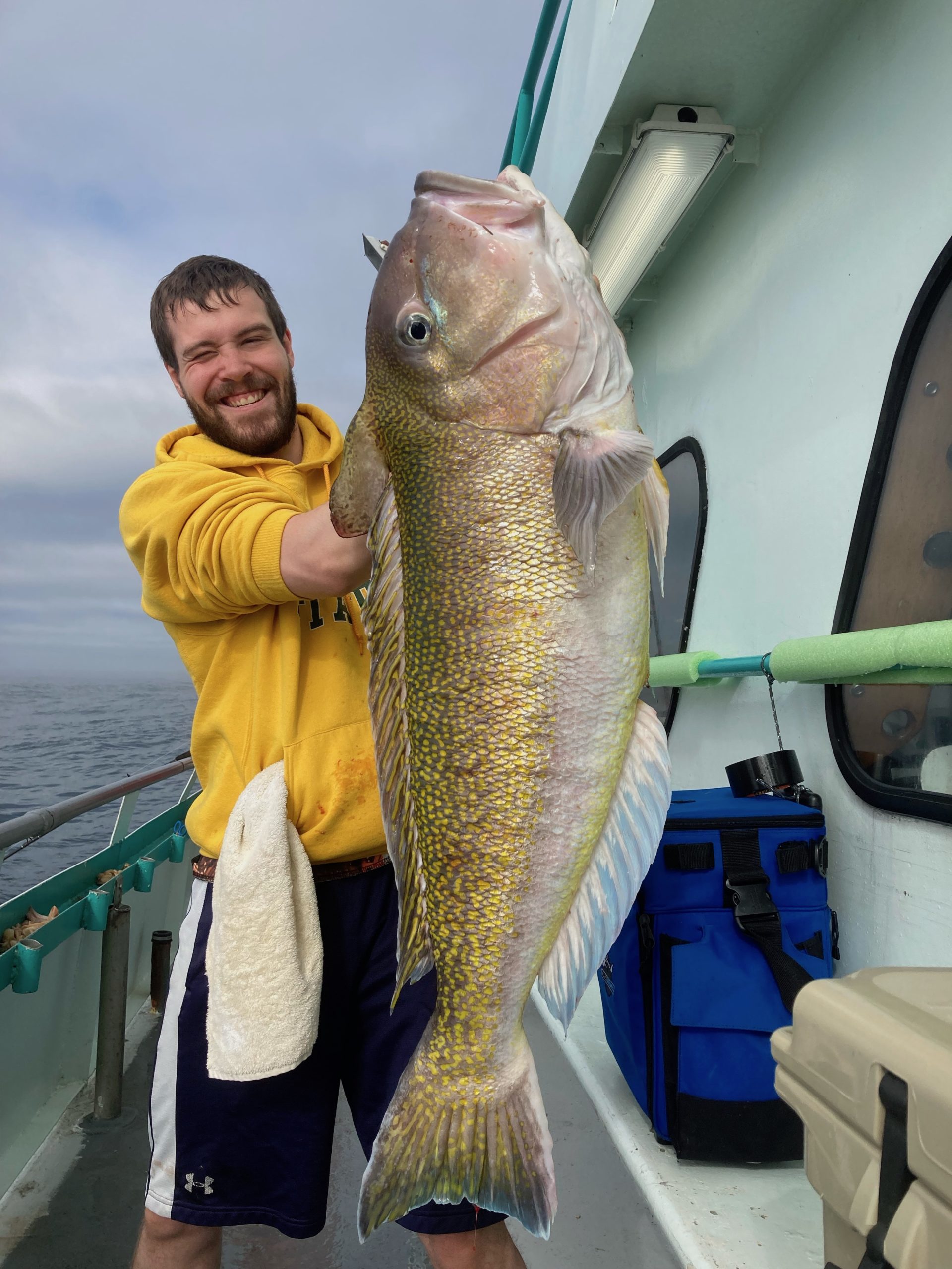 a person holding a fish