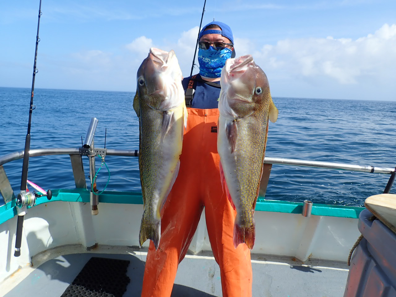 a person holding a fish on a boat in the water