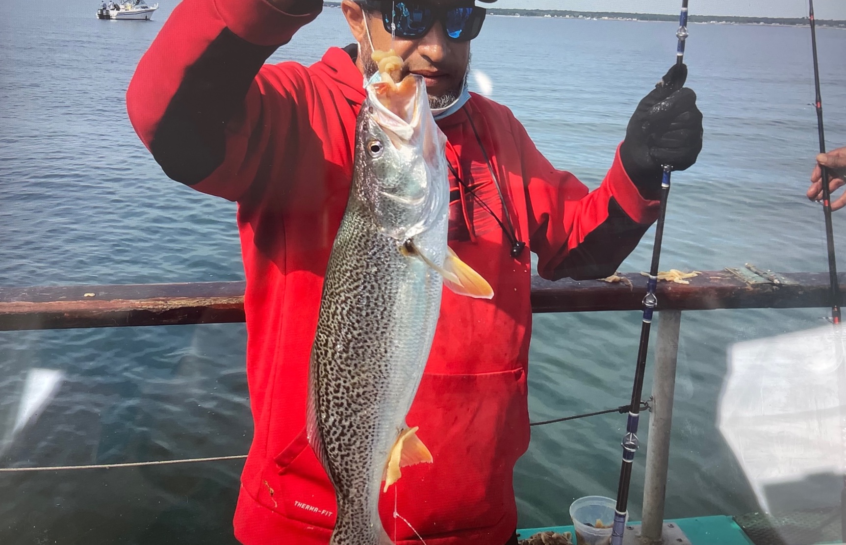 a person holding a fish in the water