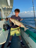 a person holding a fish on a boat