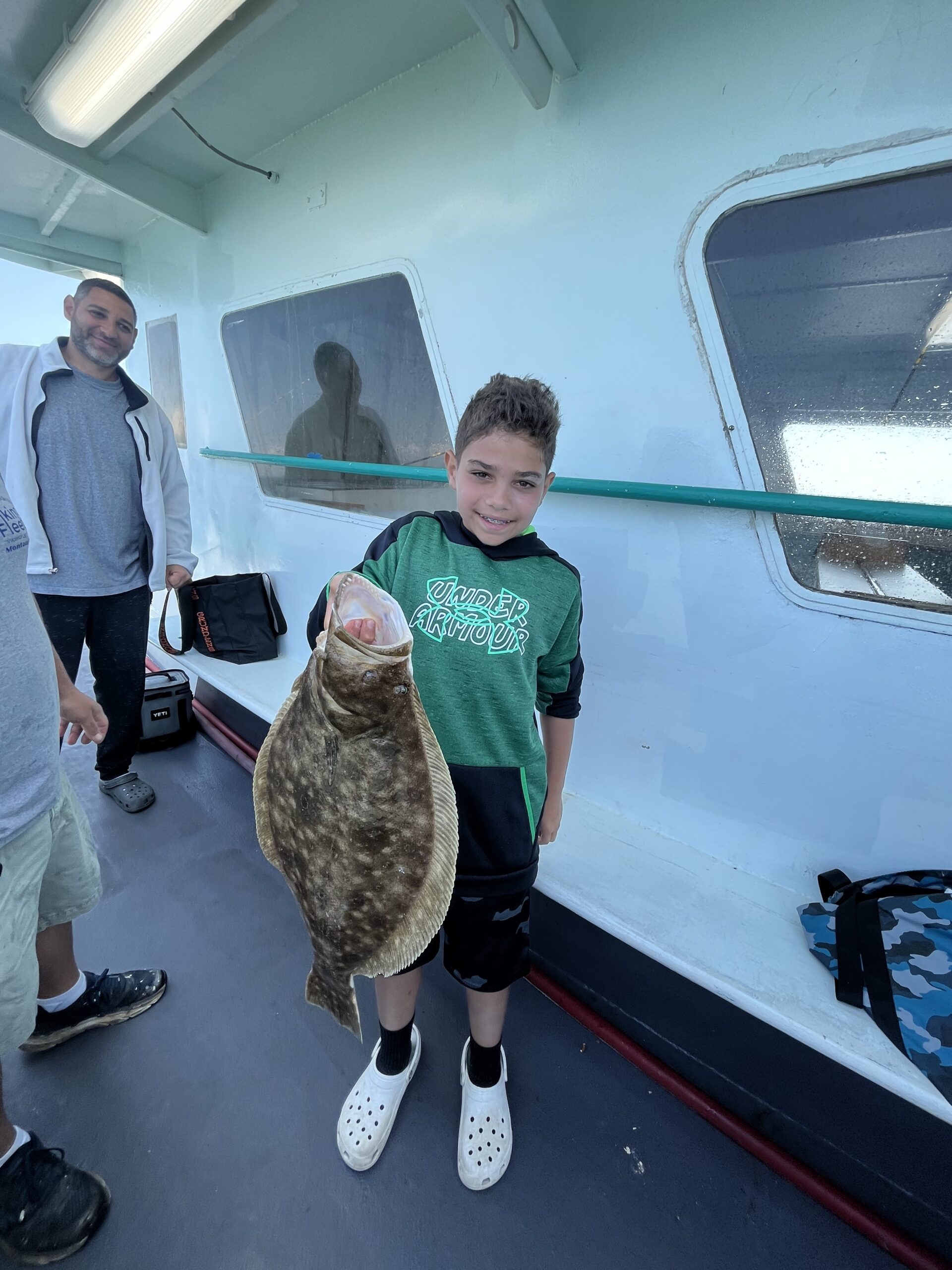 a group of people standing in a room