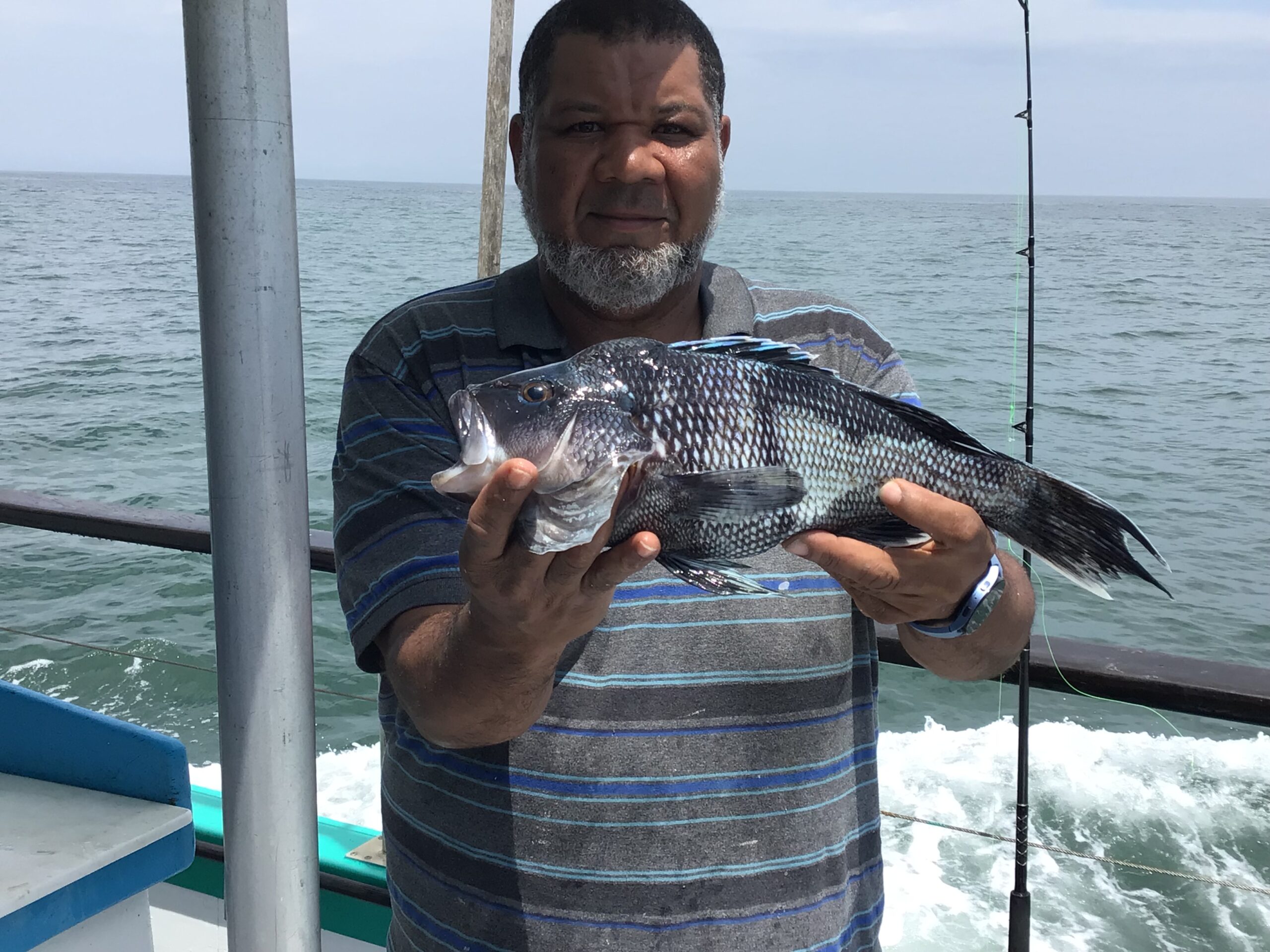 a man holding a fish in the water