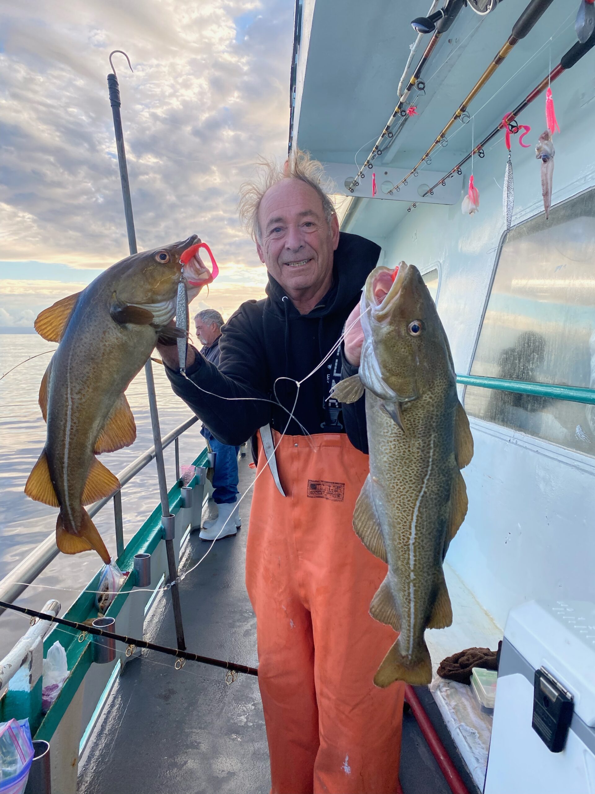 a person holding a fish