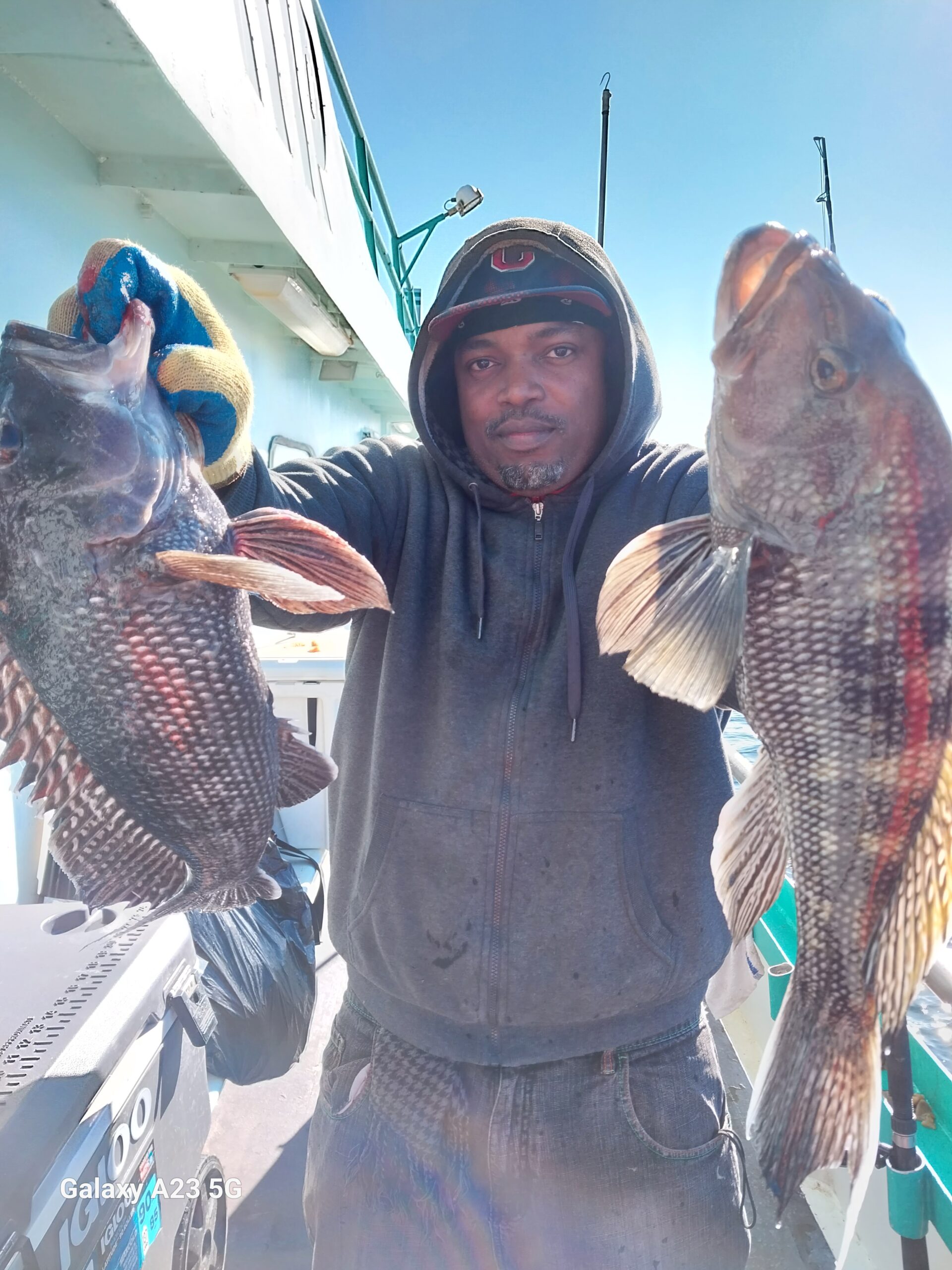 a person holding a fish