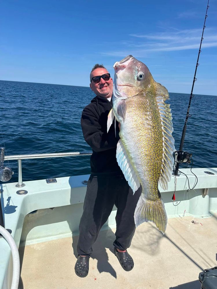 a person holding a fish on a boat in the water