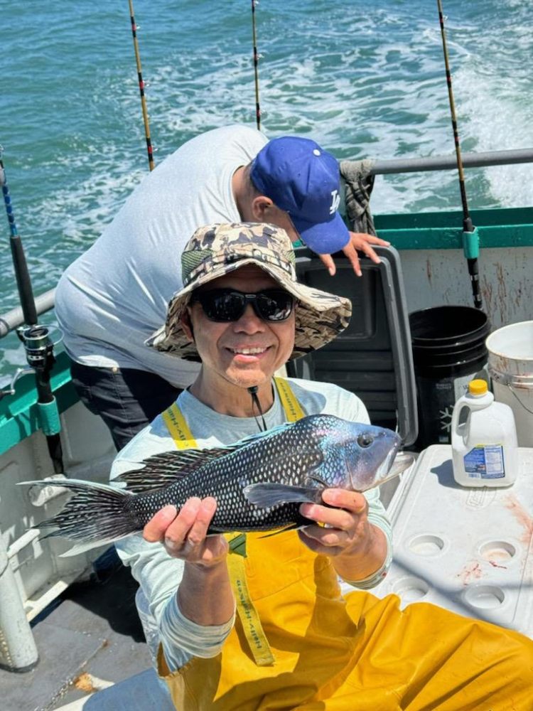 a person holding a fish in the water