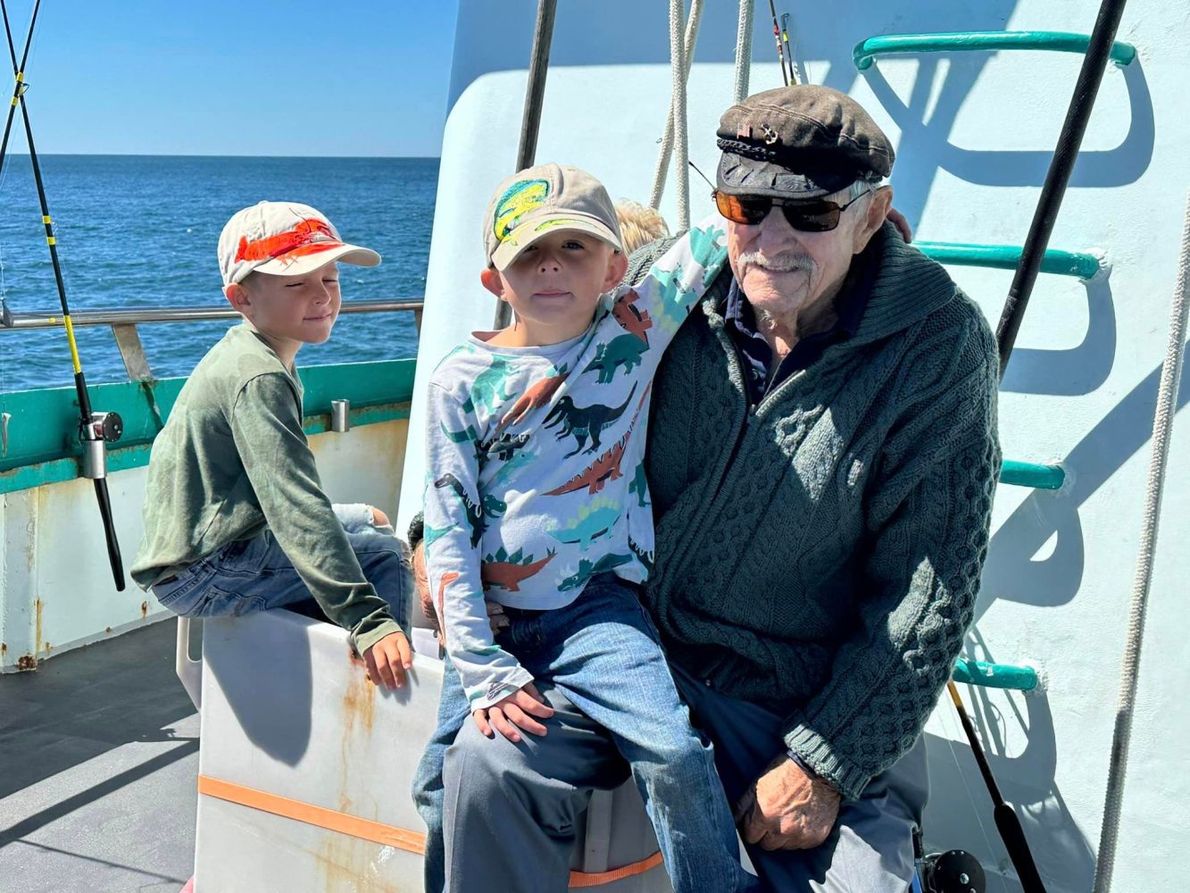 a couple of people on a boat