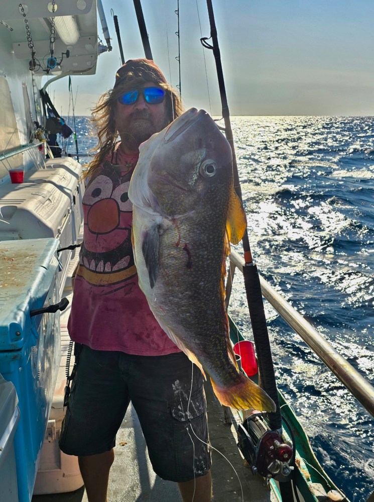 a person holding a fish