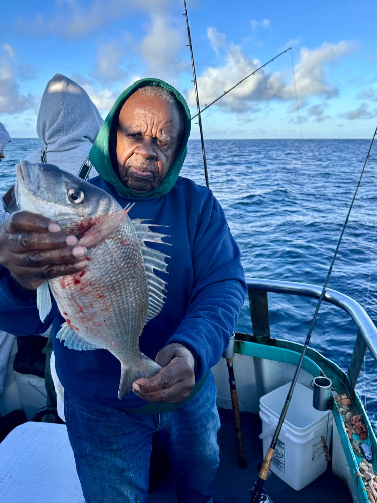 a person holding a fish in the water